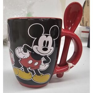 NEW Disney Mickey Mouse Laughing Ceramic Espresso Mug with Spoon